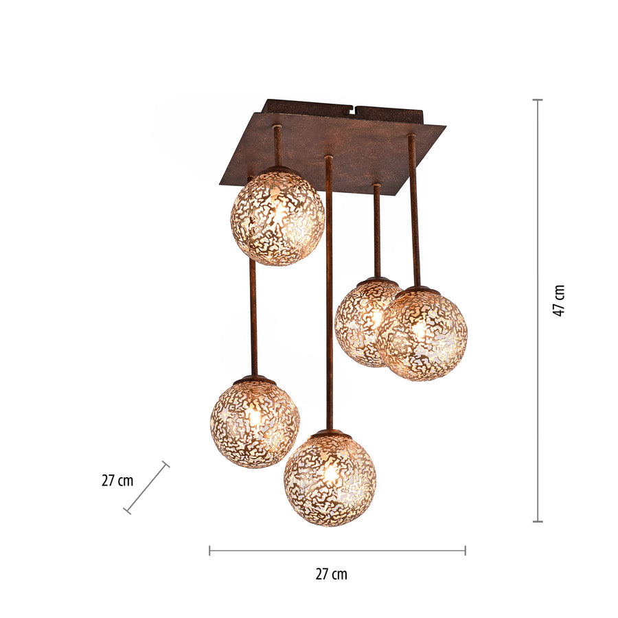Schéma coté du luminaire, hauteur 47 cm et largeur 27 cm