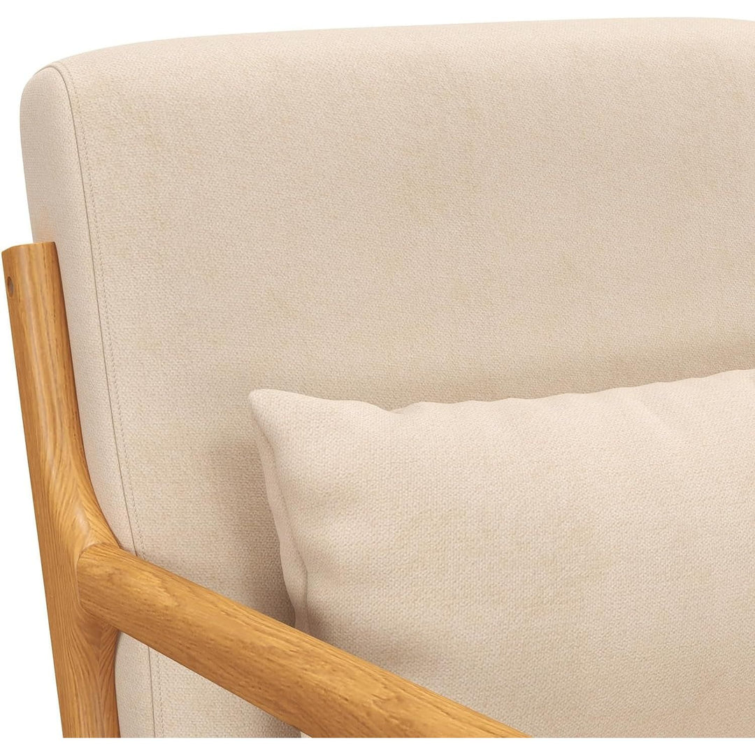 Fauteuil De Salon Avec Cadre En Bois Massif Fauteuil Lounge - Assise Profonde - Accoudoirs - Aspect Velours Beige | Designix -     - https://designix.fr/