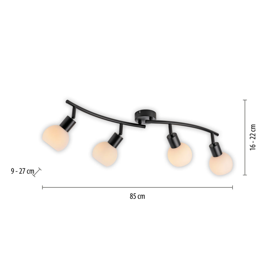 Plafonnier Loki 4 lumières noir