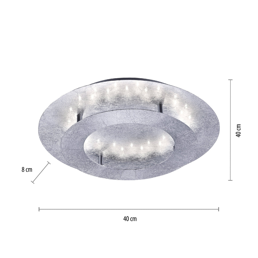 Plafonnier Nevis argenté, L 40 cm