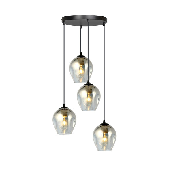 Suspension Istar 4 lumières noire, verre graphite