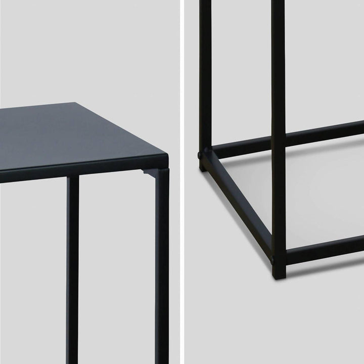 Alice'S Home - Lot De 2 Tables D'Appoint Gigognes Noires - Industrielle - Bouts De Canapé 34X34X74Cm / 30X30X54Cm | Designix - Amazon    - https://designix.fr/