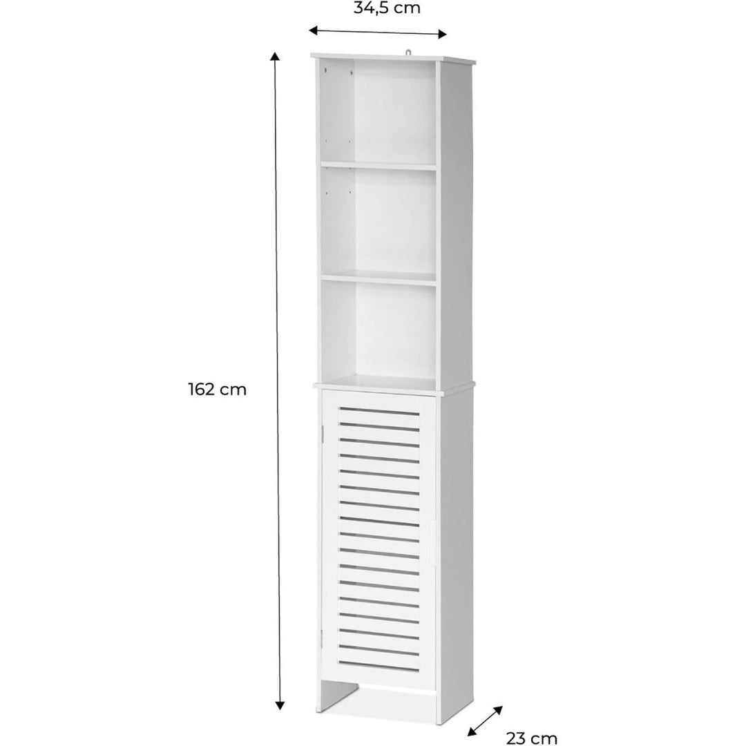 Alice'S Home - Colonne De Rangement Salle De Bain - Rivage - 5 Étagères. 1 Porte Ajourée. 5 Niveaux De Rangement | Designix - Amazon    - https://designix.fr/