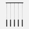 Suspension 5 spots GU10 noire, hauteurs réglables 45-150 cm | DownLume