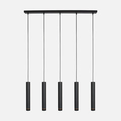 Suspension 5 spots GU10 noire, hauteurs réglables 45-150 cm | DownLume