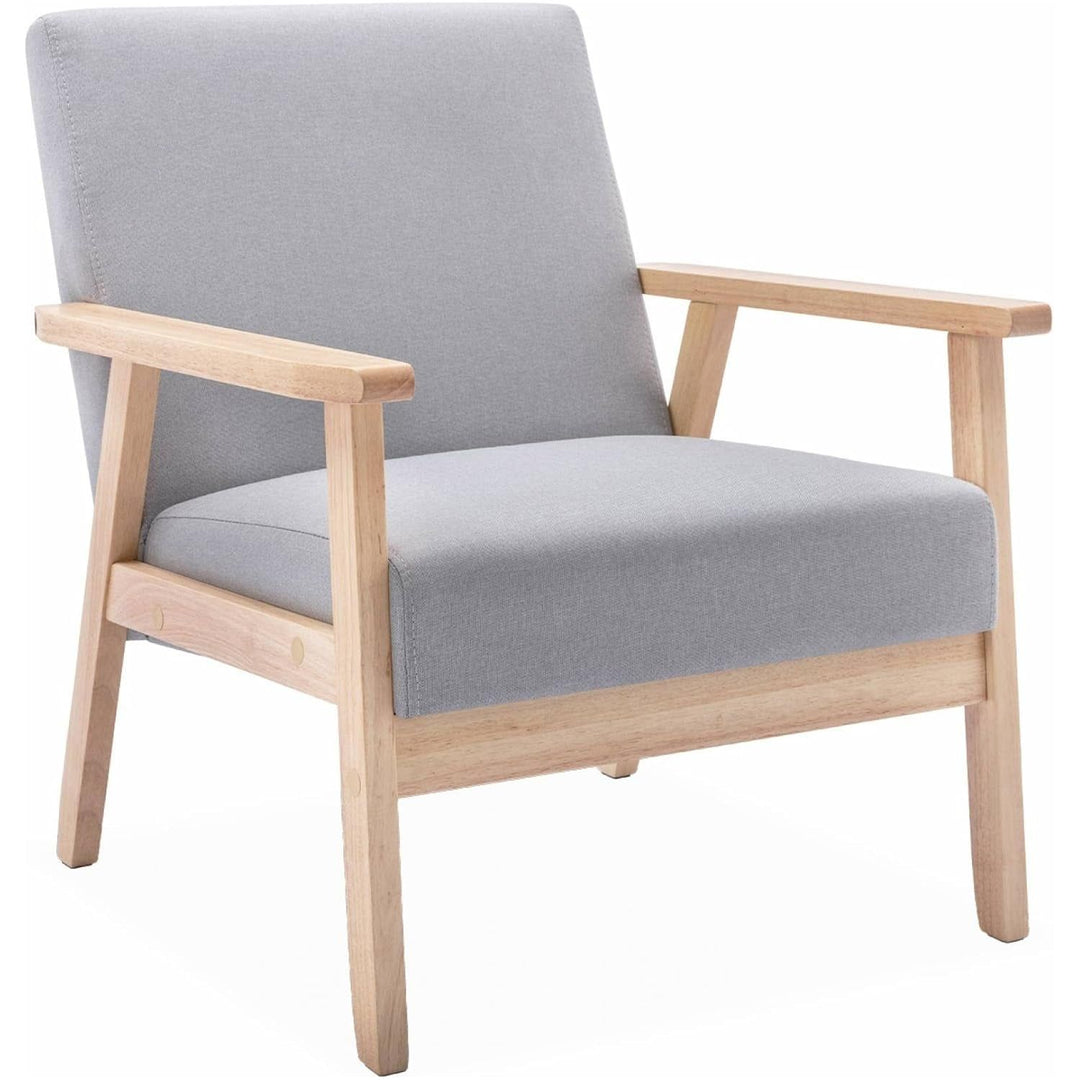 Alice'S Home - Fauteuil Scandinave En Bois Et Tissu Gris Clair. Isak. L 64 X P 69.5 X H 73Cm | Designix -     - https://designix.fr/