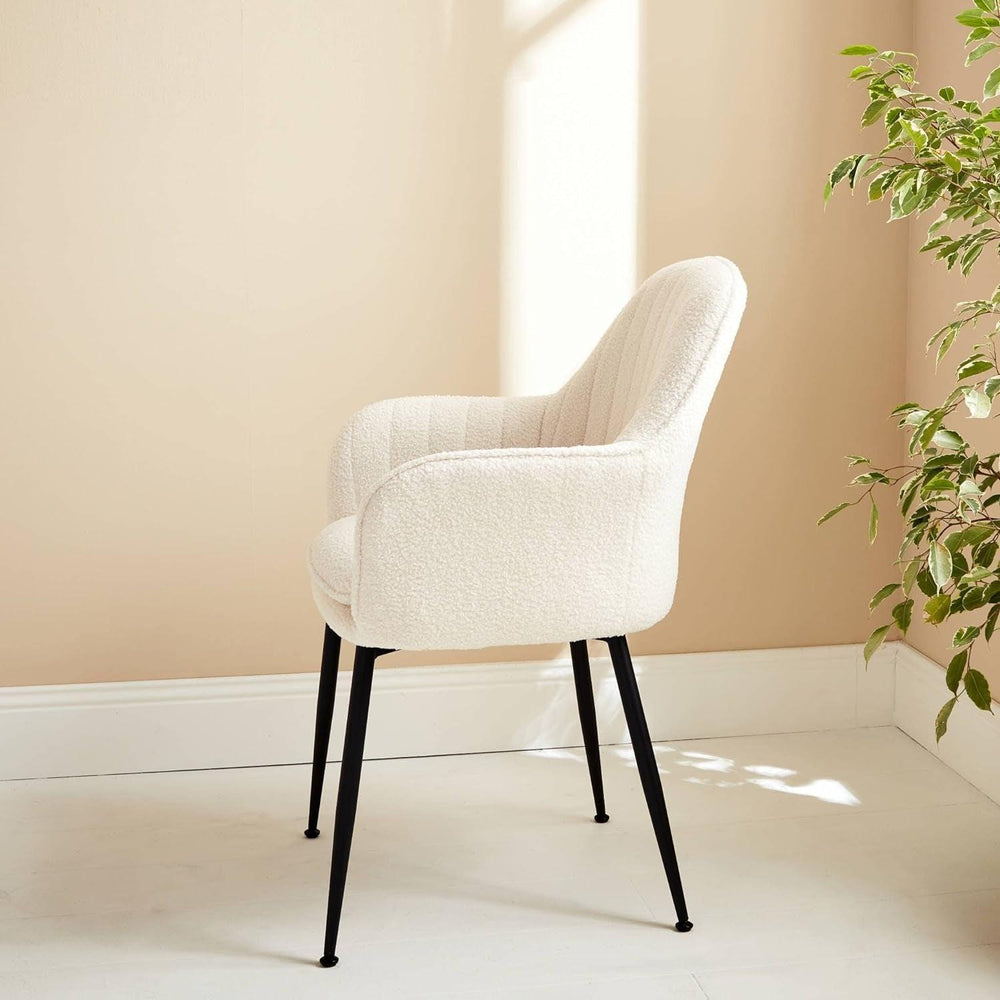 Alice'S Home - Fauteuil En Bouclette Et Pieds En Métal Noir Mat. Shella L 57X P 59 X H 84.5 | Designix -     - https://designix.fr/