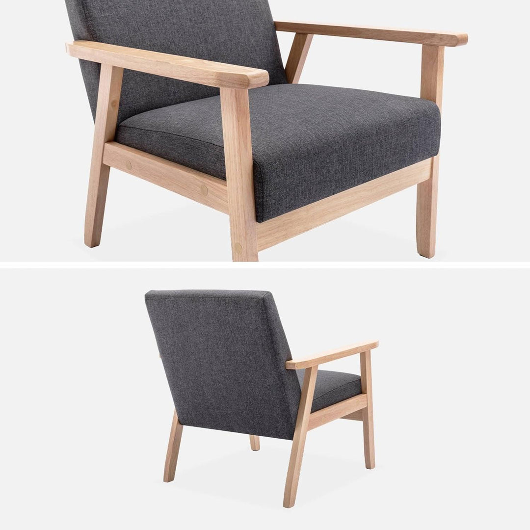 Alice'S Home - Fauteuil Scandinave En Bois Et Tissu Gris Foncé. Isak. L 64 X P 69.5 X H 73Cm | Designix -     - https://designix.fr/