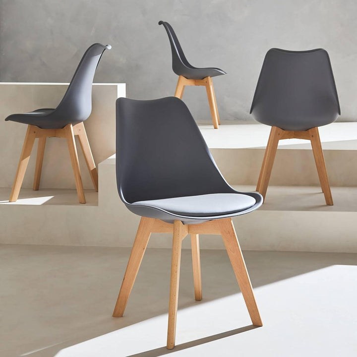 Alice'S Home - Lot De 4 Chaises Scandinaves. Pieds Bois De Hêtre. Chaises 1 Place. Gris | Designix - Amazon    - https://designix.fr/