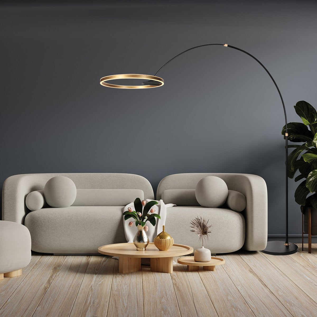 Lampadaire Ringlux doré