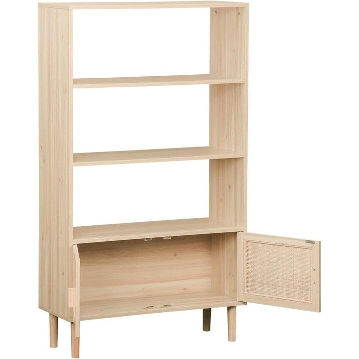 Alice'S Home - Étagère Bibliothèque Décor Bois Et Cannage - Camargue - 3 Niveaux. 2 Portes | Designix - Amazon    - https://designix.fr/