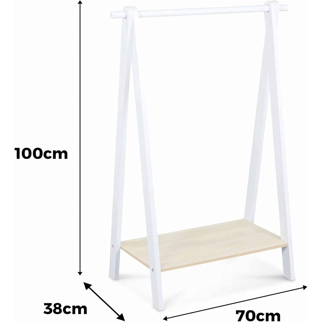 Alice'S Home - Penderie Enfant En Bois Massif En Pin Naturel Blanc - Tobias - 70X100CM. Étagère Basse. Portant Style Scandinave. 4 Pieds. 4.3Kg | Designix - Amazon    - https://designix.fr/