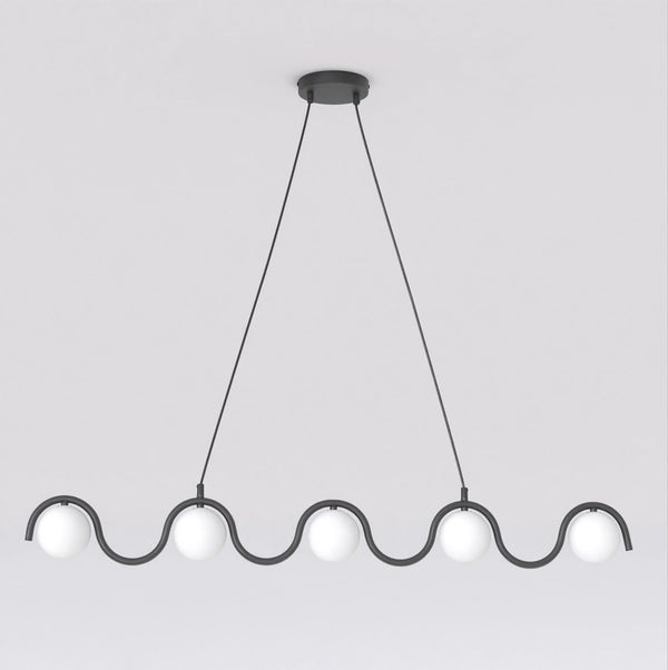 Suspension Sinus noire, verre opale