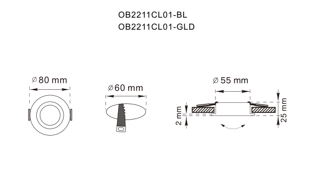 Plafonnier Finn noir (OB2211CL01-BL)