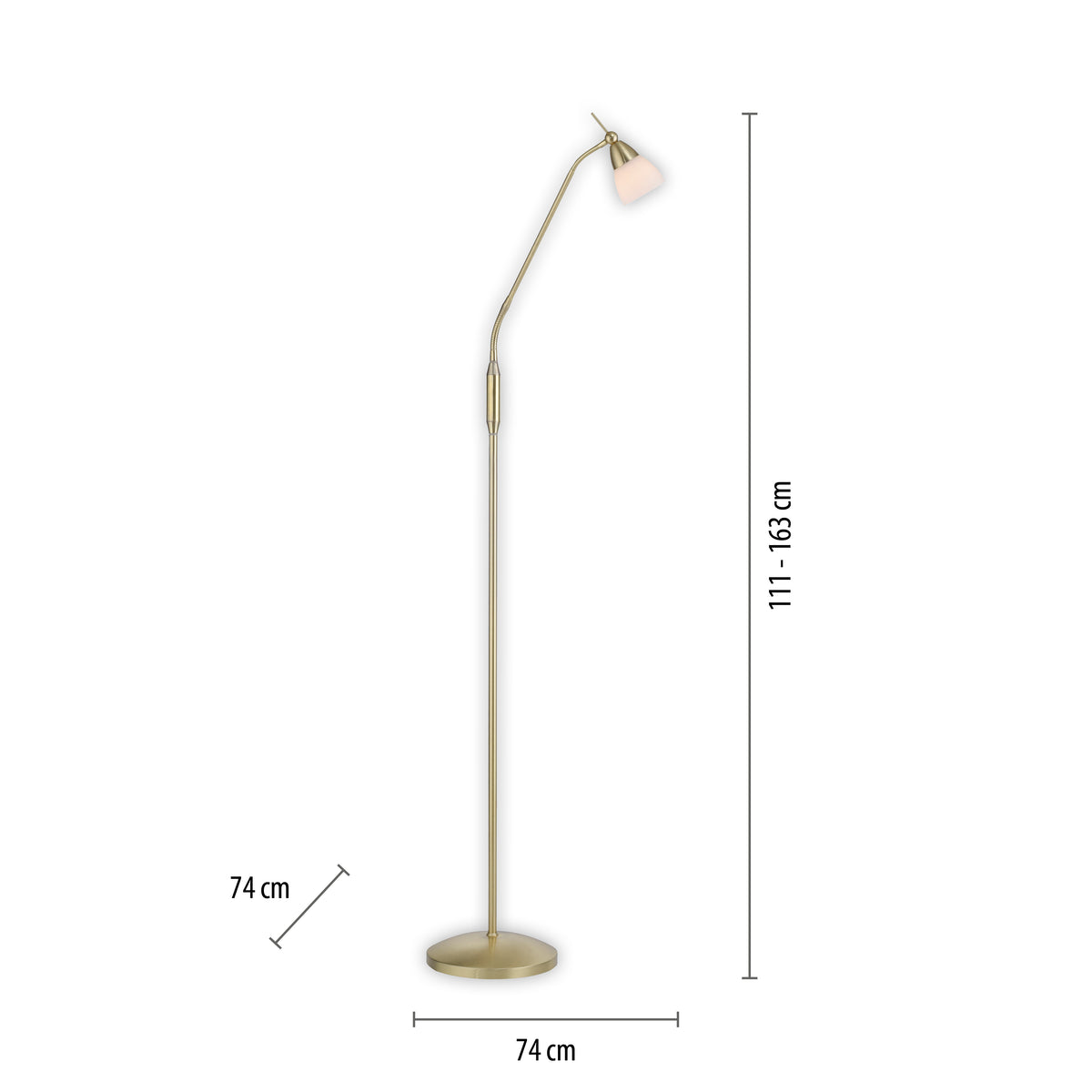 Lampadaire Pino laiton mat, verre