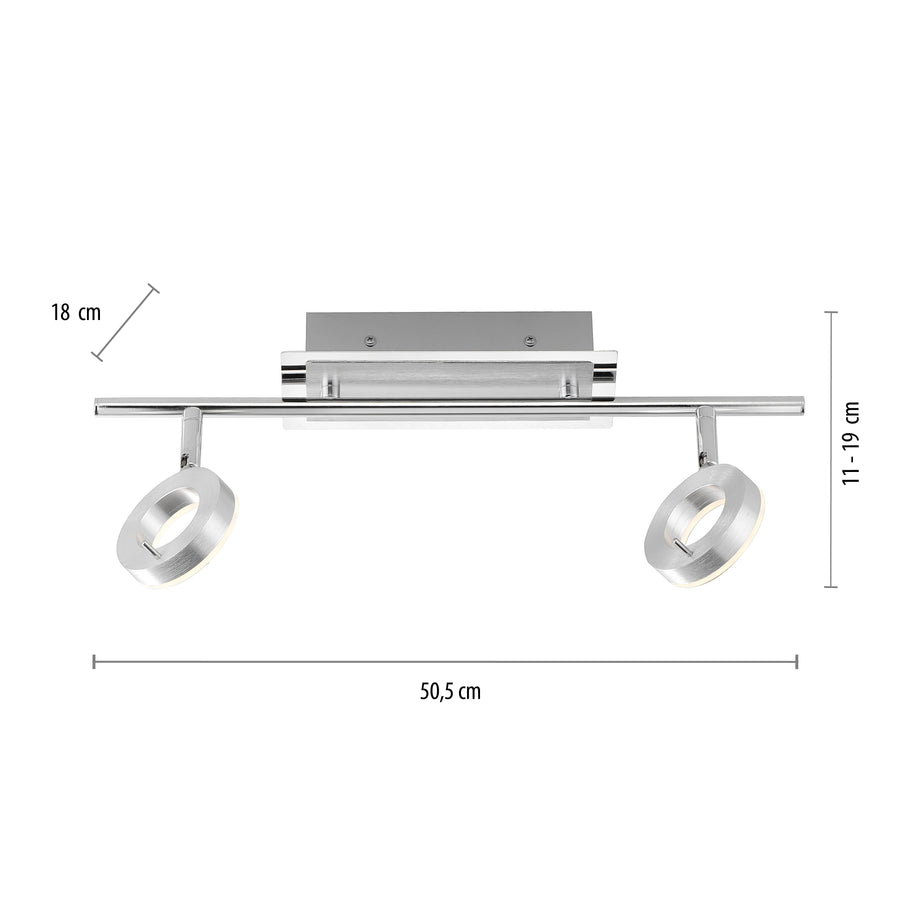 Plafonnier Sileda aluminium, P 50,5 cm