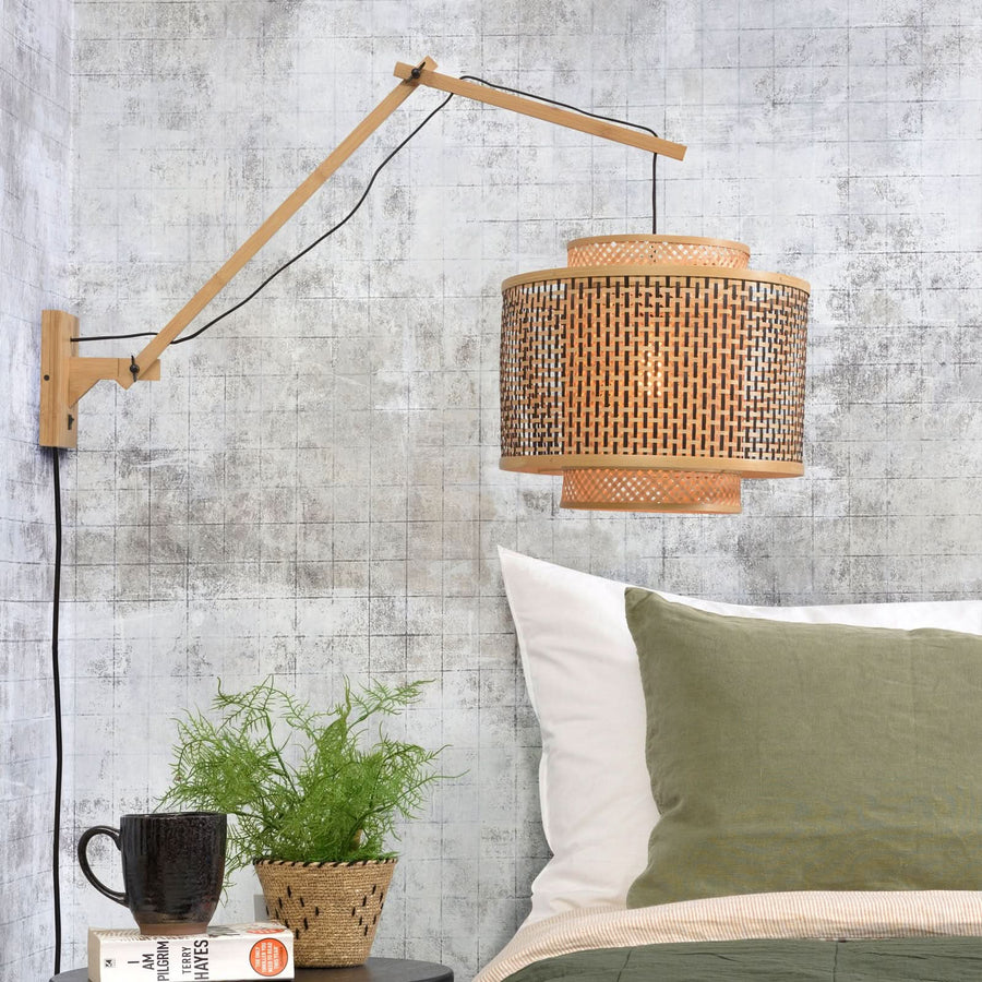 Applique murale Bhoutan en bambou, crème et noir, hauteur 70 cm