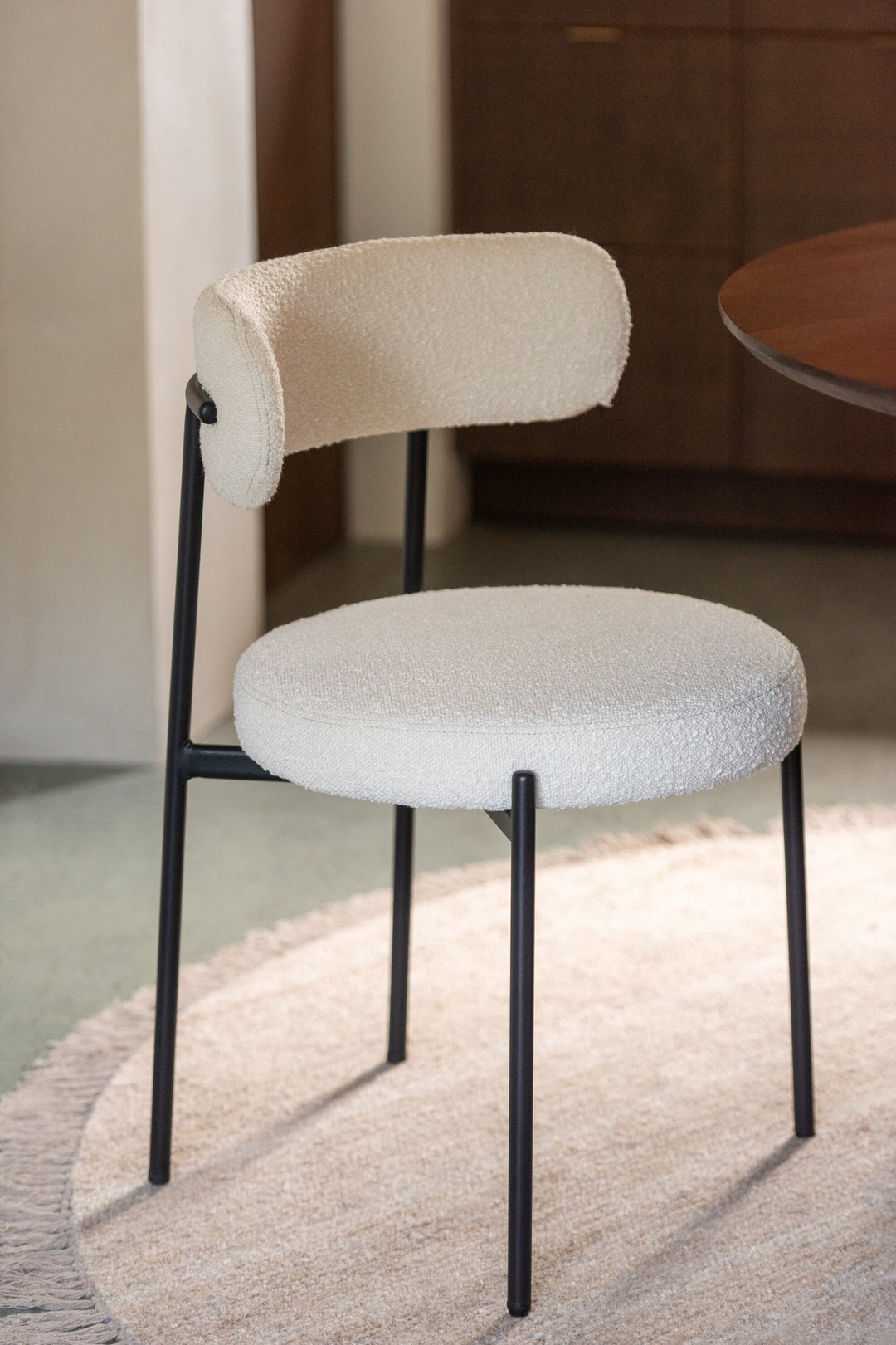 Chaise Boucle Polyester Noir Blanc | Lira