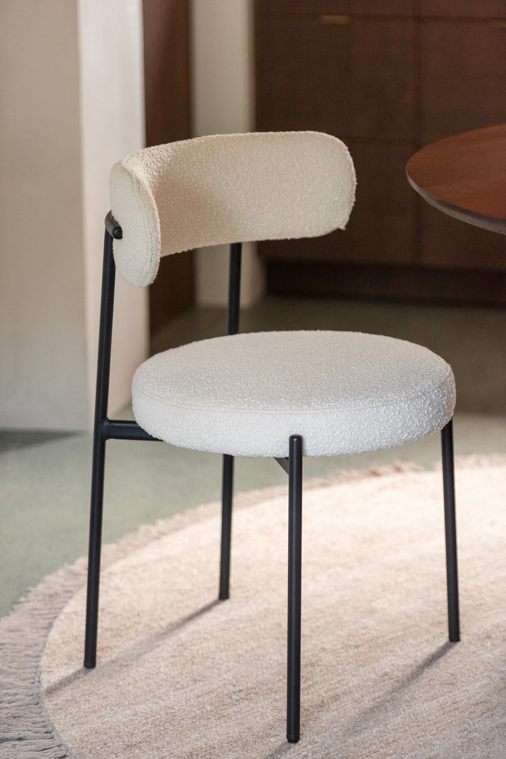 Chaise Boucle Polyester Noir Blanc | Lira