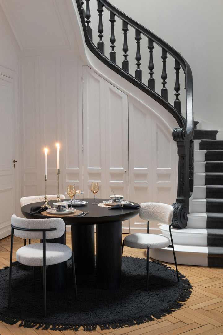 Chaise Boucle Polyester Noir Blanc | Lira
