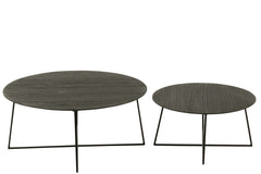 Tables D'Appoint Rondes Teck Métal