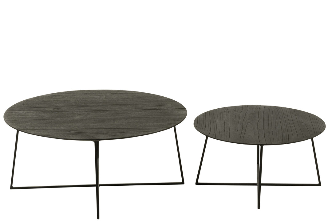 Tables D'Appoint Rondes Teck Métal