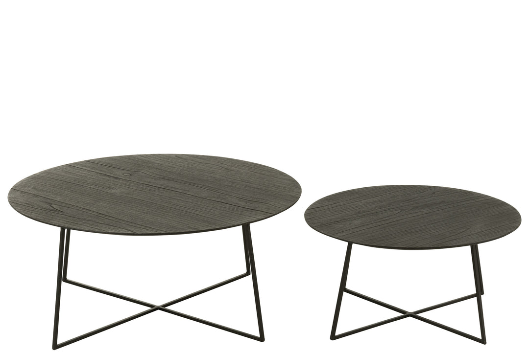 Tables D'Appoint Rondes Teck Métal