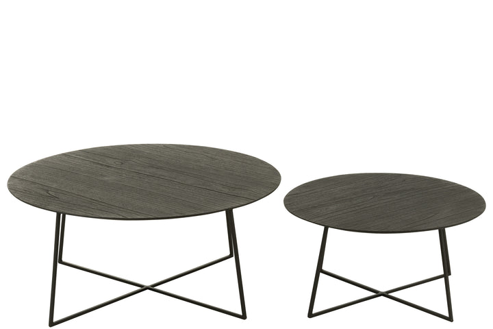 Tables D'Appoint Rondes Teck Métal