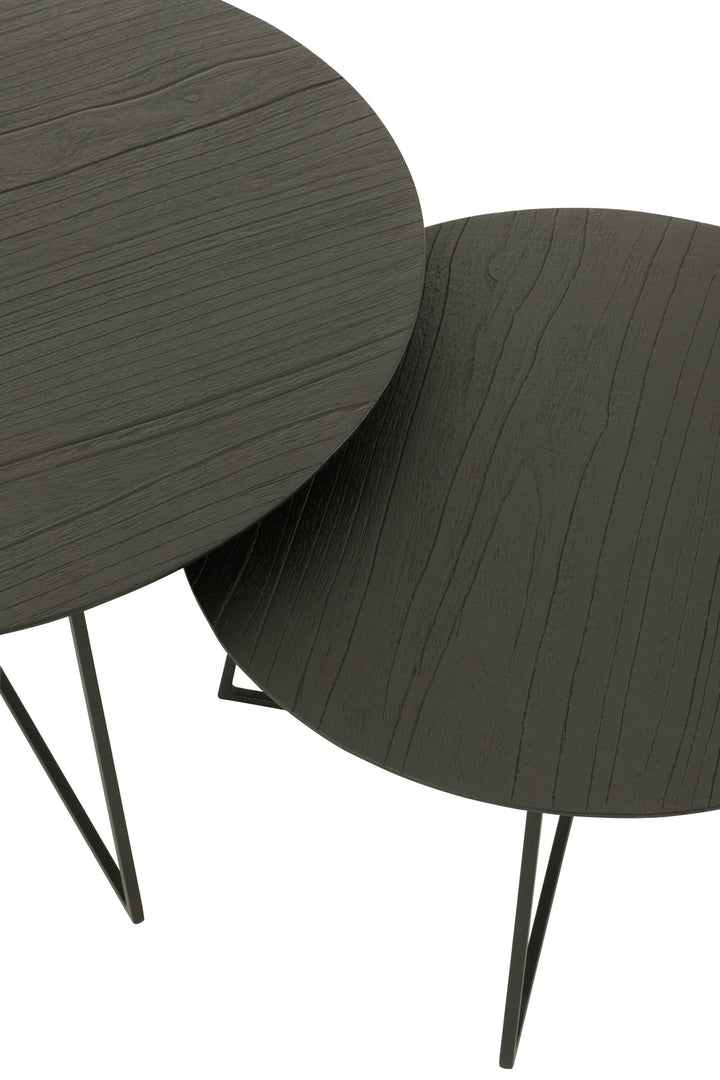 Tables D'Appoint Rondes Teck Métal