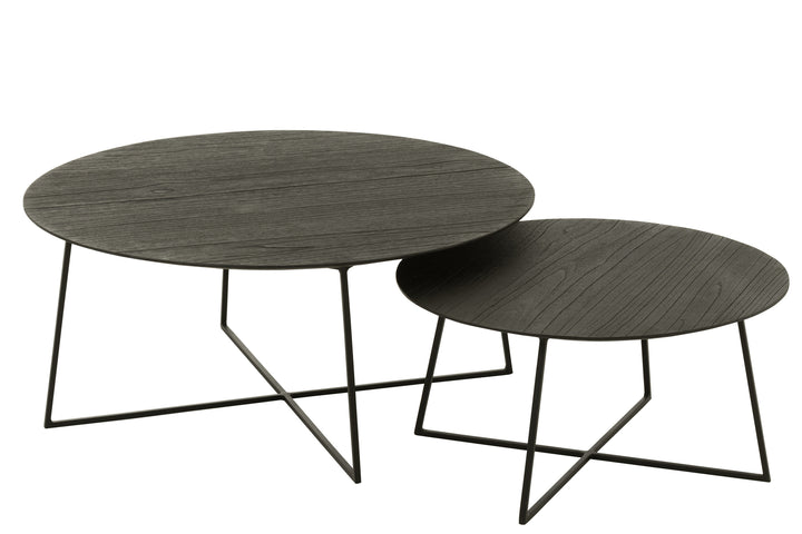 Tables D'Appoint Rondes Teck Métal