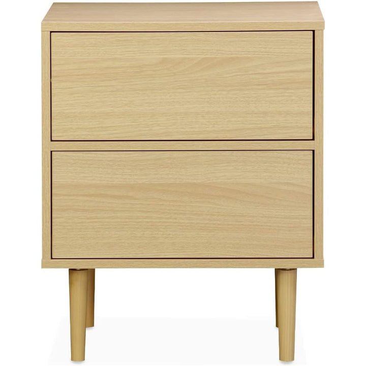 Alice'S Home - Table De Chevet Décor Bois Naturel - Mika - 2 Tiroirs - L 48 X L 40 X H 59Cm | Designix - Amazon    - https://designix.fr/