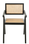 Chaise Grille Bois et Rotin Noir | Rina