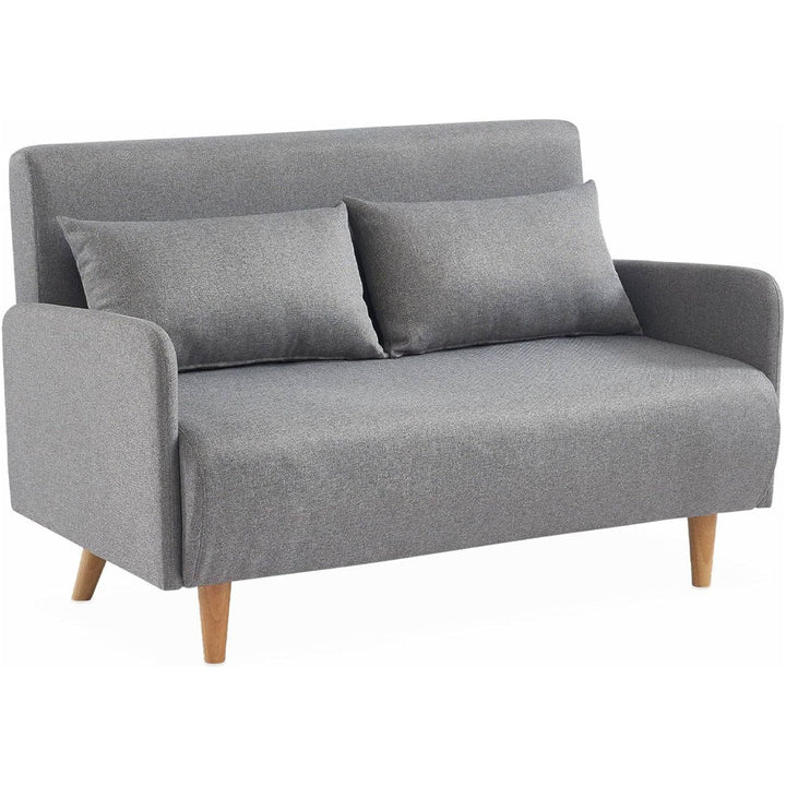 Alice'S Home - Canapé Convertible En Tissu - Panam - 2 Places Scandinave. Pieds Bois Clair. Gris Clair. Banquette. Dossier Inclinable | Designix -     - https://designix.fr/