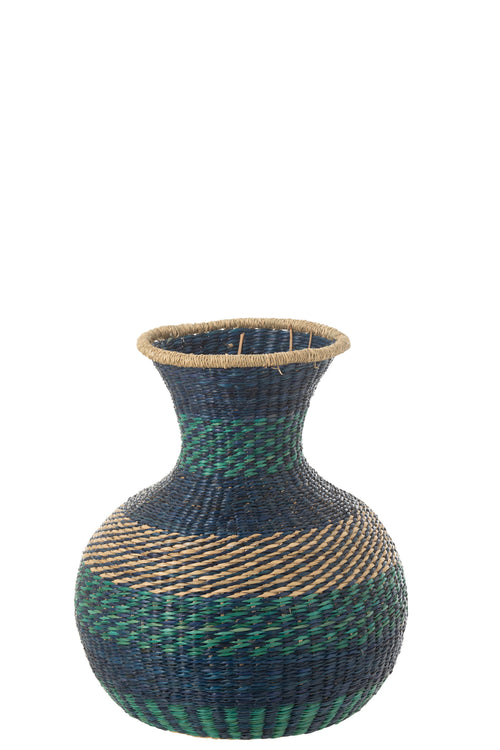 Vase Rayé Seagrass Bleu Foncé