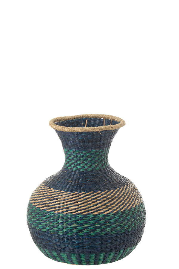 Vase Rayé Seagrass Bleu Foncé