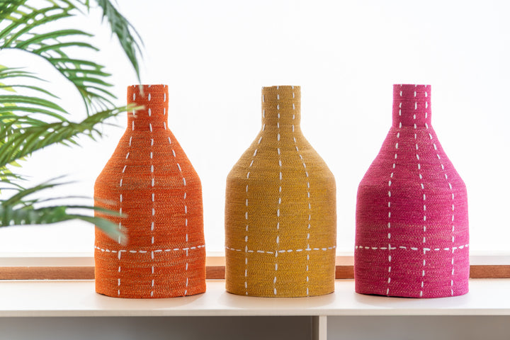 Vase Bouteille Rayures Seagrass Assorti