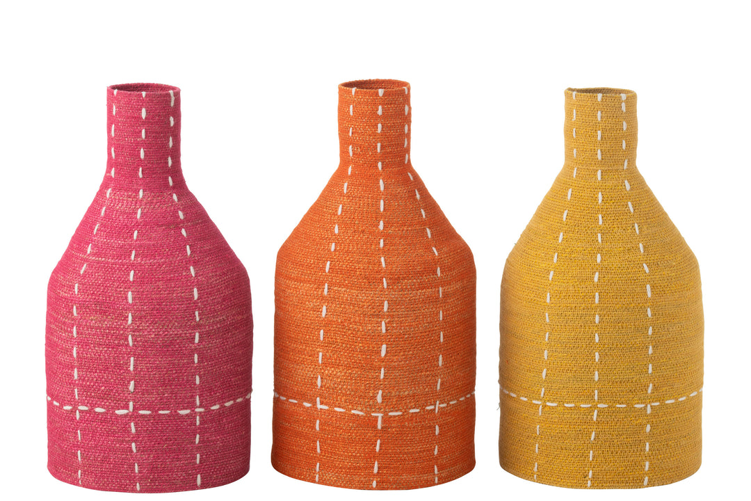 Vase Bouteille Rayures Seagrass Assorti