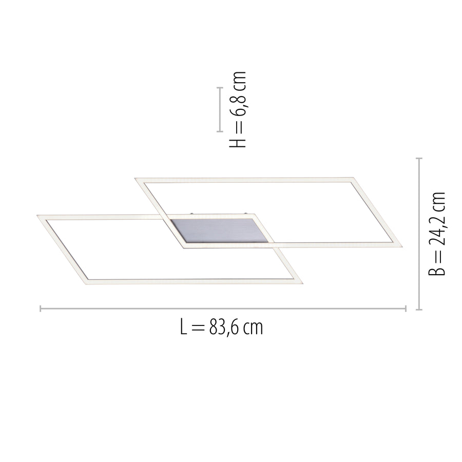 Plafonnier Inigo acier, P 83,6 cm