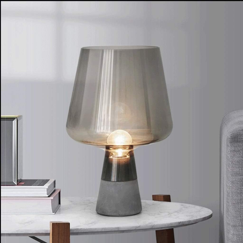 Lampe Art Deco Verre et Béton | Silhouette Urbaine | Designix - Lampe de chevet Petite | 20x30cm Gris Fumé  - https://designix.fr/