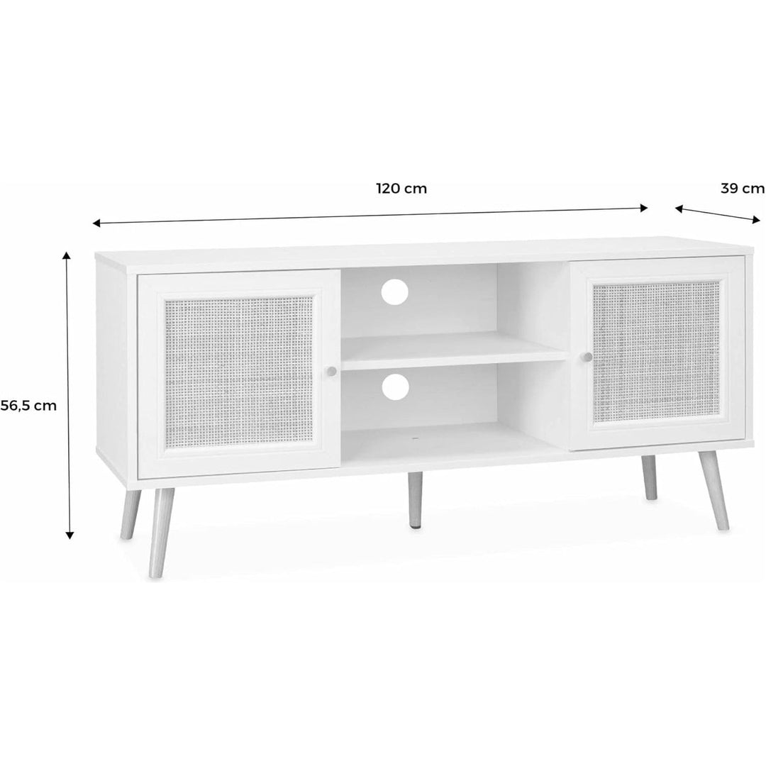 "Meuble TV Cannage Bois Foncé" | Designix - 3333    - https://designix.fr/