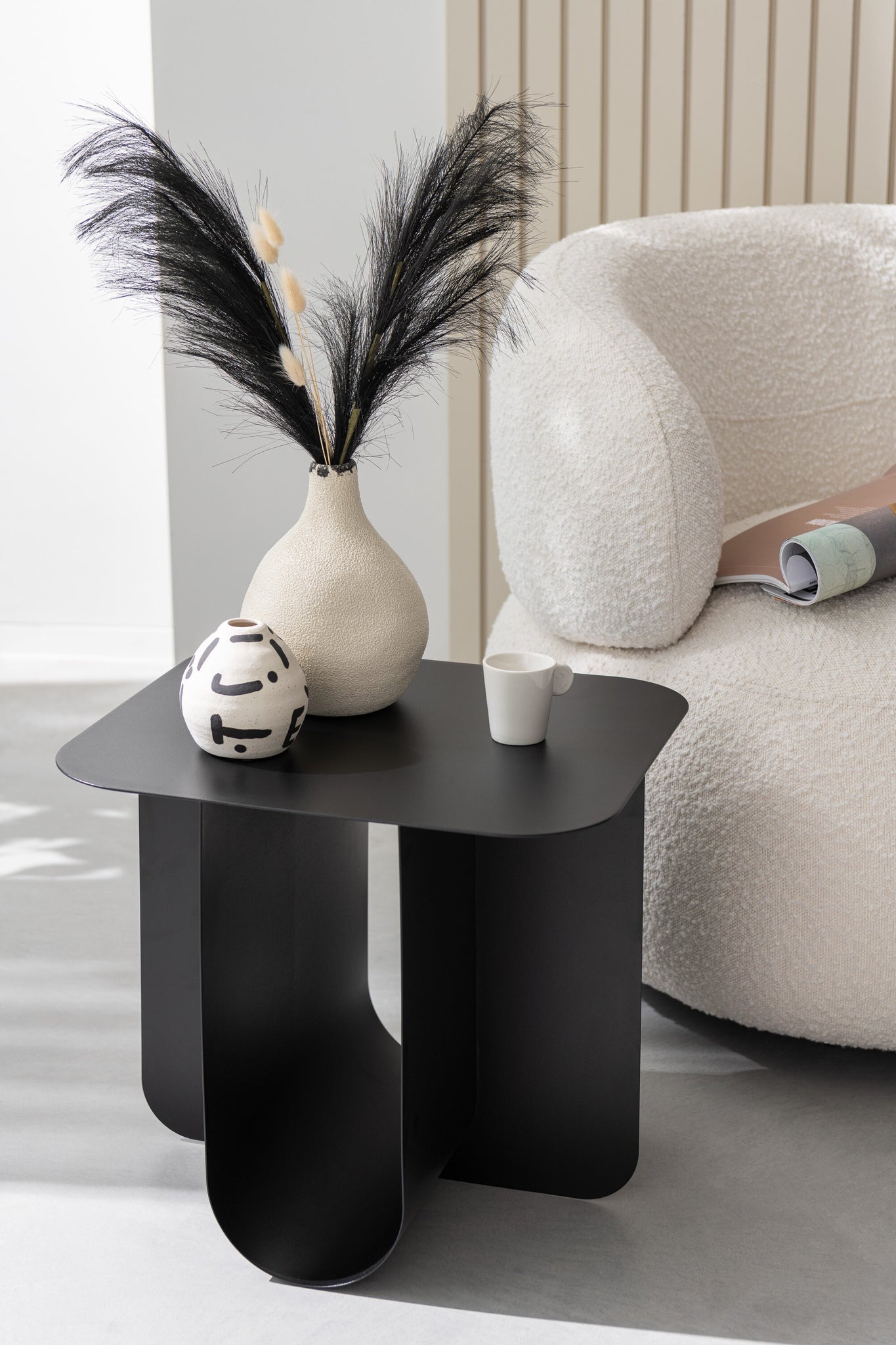 Vase Grès Mixte Blanc Noir