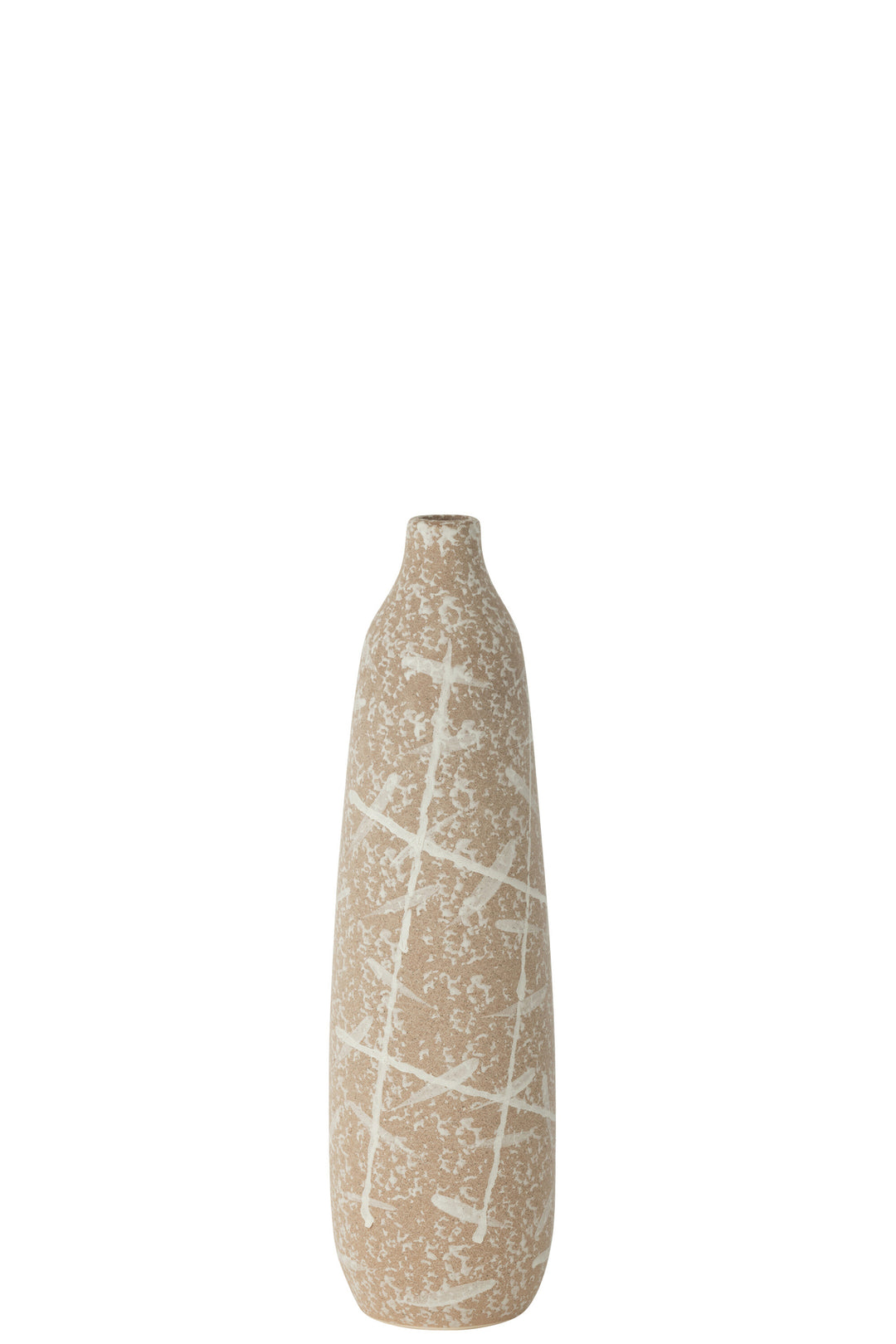 Vase Étroit Grès Beige/Blanc Petit