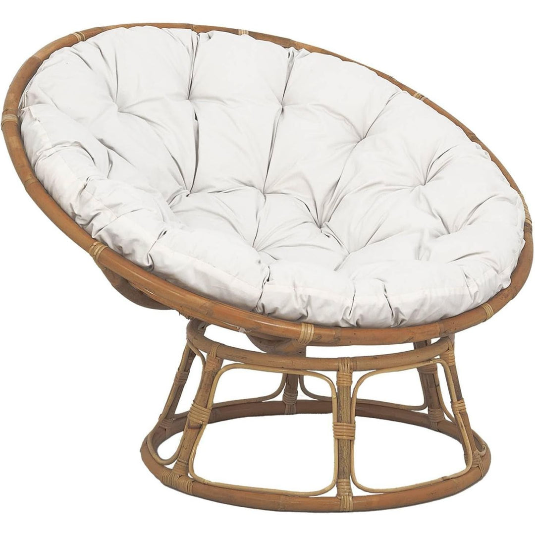 Alice'S Home - Fauteuil Papasan En Rotin Avec Coussin Blanc Ø113Cm | Designix -     - https://designix.fr/