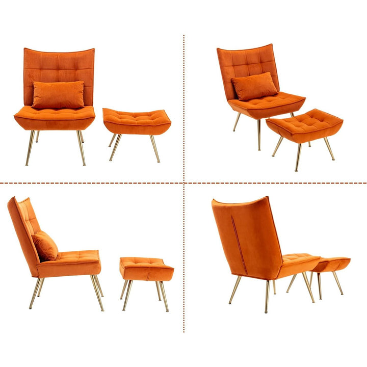 Wahson Fauteuil De Salon En Velours Avec Repose-Pieds, Fauteuil Scandinave Rembourés Fauteuil Chambre, Orange | Designix -     - https://designix.fr/