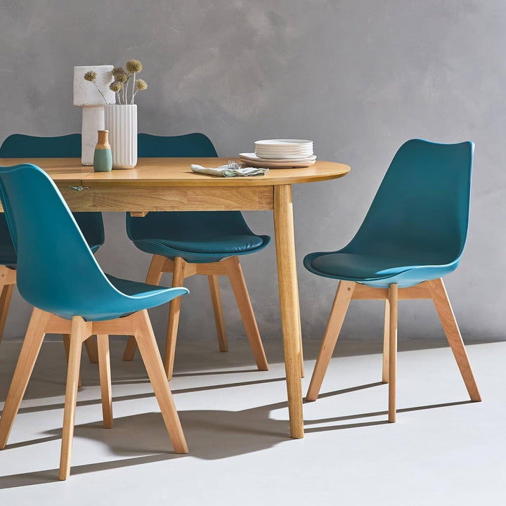 Alice'S Home - Lot De 4 Chaises Scandinaves. Pieds Bois De Hêtre. Chaises 1 Place. Bleu Canard | Designix - Amazon    - https://designix.fr/