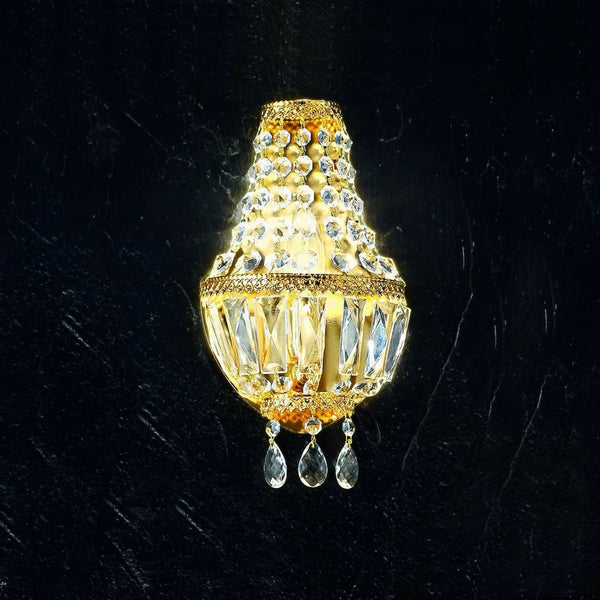 Applique murale Cupola en verre, or et transparent, hauteur 28 cm