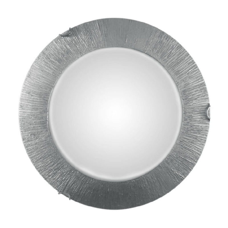 Applique murale Moon Sun en verre, argent et blanc, 2 lumières, Ø 40 cm