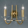 Applique murale Imperial en cristal, laiton et transparent, 2 lumières, hauteur 27 cm