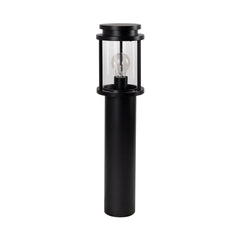Borne lumineuse d'extérieur Sydney IP44 en verre, noir et transparent, Ø 15 cm, IP44