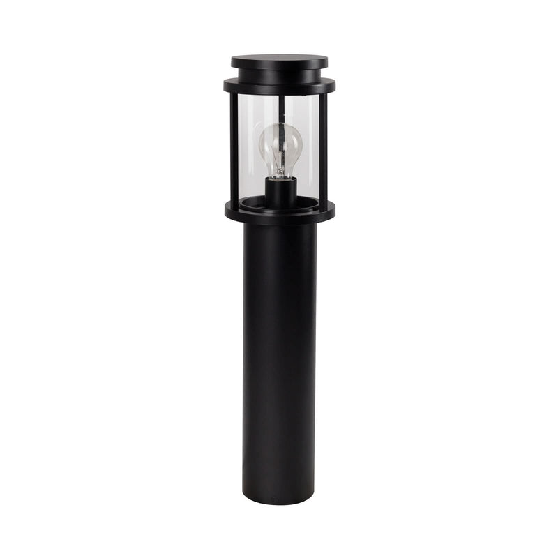 Borne lumineuse d'extérieur Sydney IP44 en verre, noir et transparent, Ø 15 cm, IP44